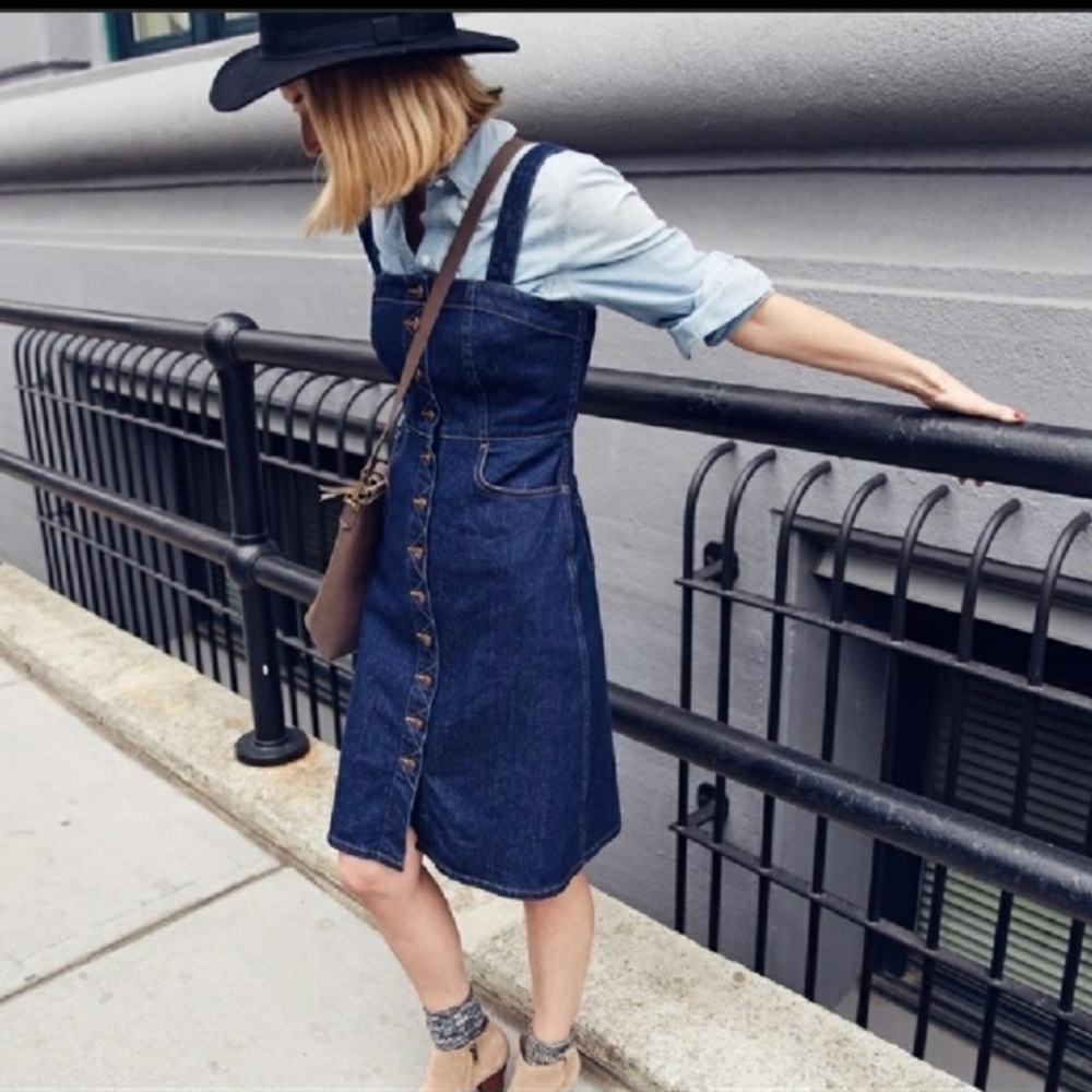 MADEWELL Sleeveless Denim Overall Dress -Sz8 - Picture 2 of 8